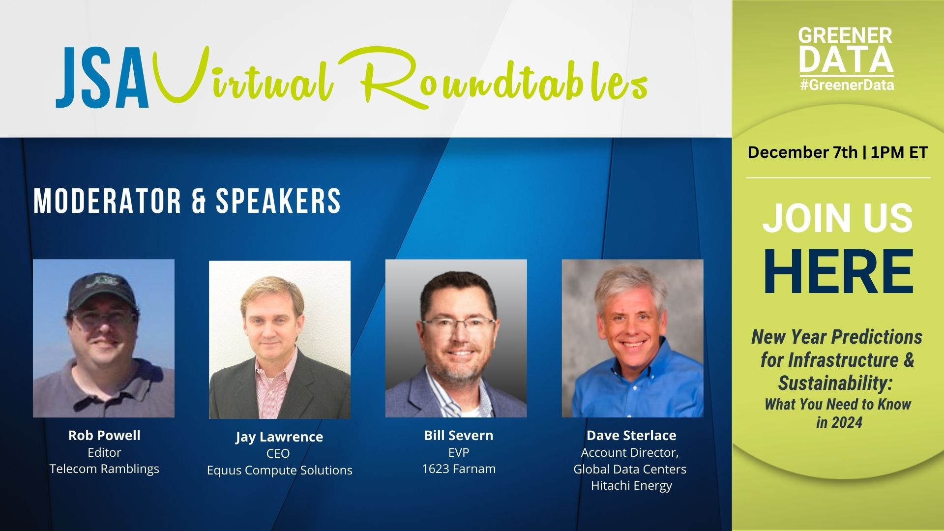 Virtual roundtable promotion with speaker names and pictures